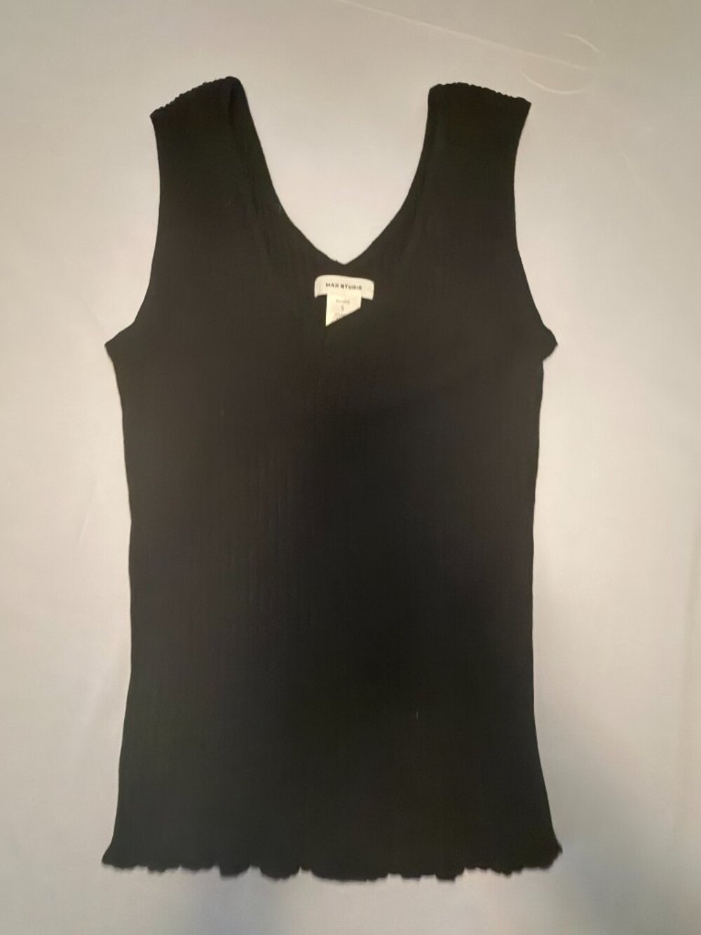 Max Studio Black Ribbed Sleeveless Knit Tank Top Size Small